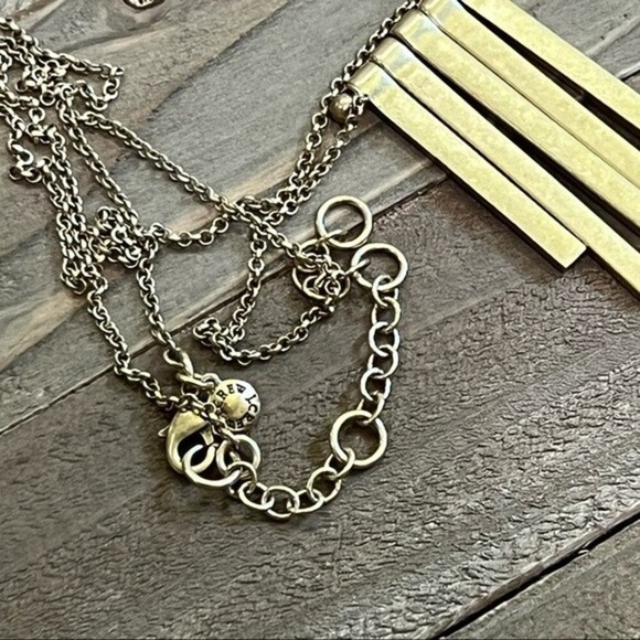 J.Crew Vertical Bar Brass Rhinestone Necklace - Picture 7 of 7